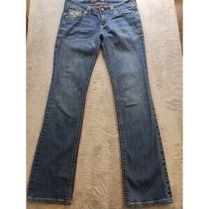 A New Approach Ana Women's Blue Cotton Embellished Pockets Boot Cut Jeans S 29/8